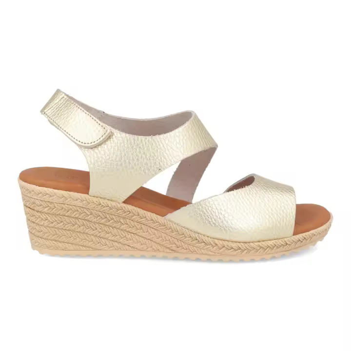 Sandalias Bda 2041 Oro de Cuña media de 5cm en Piel con Velcro para Señora by Bda Shoes - 1