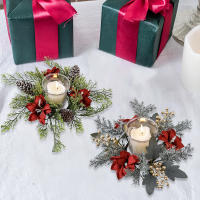 Corona De Bayas Artificiales Con Vela 25cm Decoración De Mesa Para Bodas Y Navidad Arreglo Floral Falso Para Centros De Mesa Y Fiesta - details 4