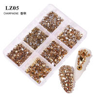 Kit De Diamantes Champagne Para Uñas Con 6 Cuadrículas De AB Cristales Planos Para Arte De Uñas Y Diseño De Manicura DIY Colores Mixtos - details 10