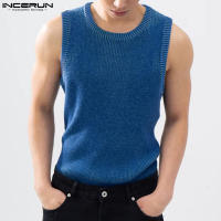 INCERUN Chalecos Sin Mangas Para Hombre Estilo Coreano 2024 Suéter Tejido Solido Casual Urban Fashion Tallas S-5XL - details 5