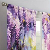 2pcs Cortina De Pintura Al Aire Libre De Florecillas De Wisteria Para Decoración Del Hogar Tratamiento De Ventana Para Dormitorio Oficina Cocina Material 100% Poliéster - details 7