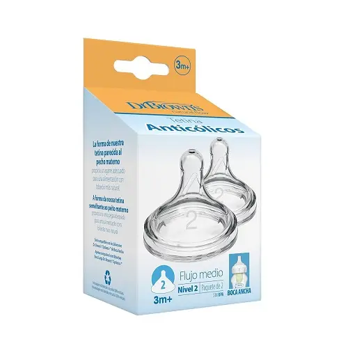 Dr Browns Tetinas Options+ Nivel 2 Boca Ancha 3m+ 2uds Sin BPA - 1