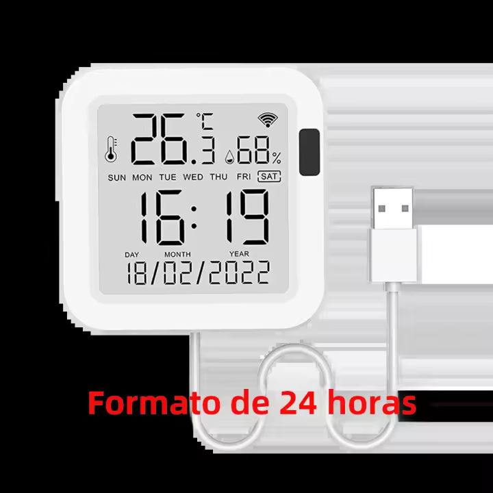 Sensor Inteligente De Temperatura Y Humedad Tuya WiFi Con Luz Trasera Compatible Con Alexa Google Assistant Para El Hogar Inteligente SmartLife - 1