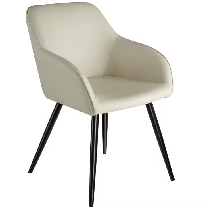 Tectake - Silla de comedor Marilyn, 58 x 62 x 82 cm, Tejido acolchado, Silla para salón o dormitorio, Mueble moderno, Respaldo continuo, Patas de acero esbeltas, Topes antideslizantes, Sillas para salón modernas, Capacidad de carga 120 kg - 1