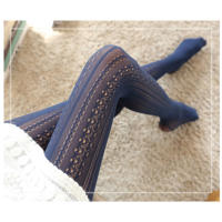 Medias De Algodón Tejidas Transpirables Exquisitas Para Otoño E Invierno Con Cintura Alta Y Rayas Medias De Mujer Elásticas - details 5
