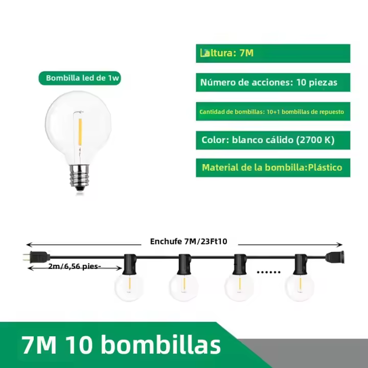 Luces De Cadena LED G40 Para Exterior 110V/220V Guirnalda De Farolillos Para Patio Fiesta Bodas Calle Camping Jardín Decoración - 1