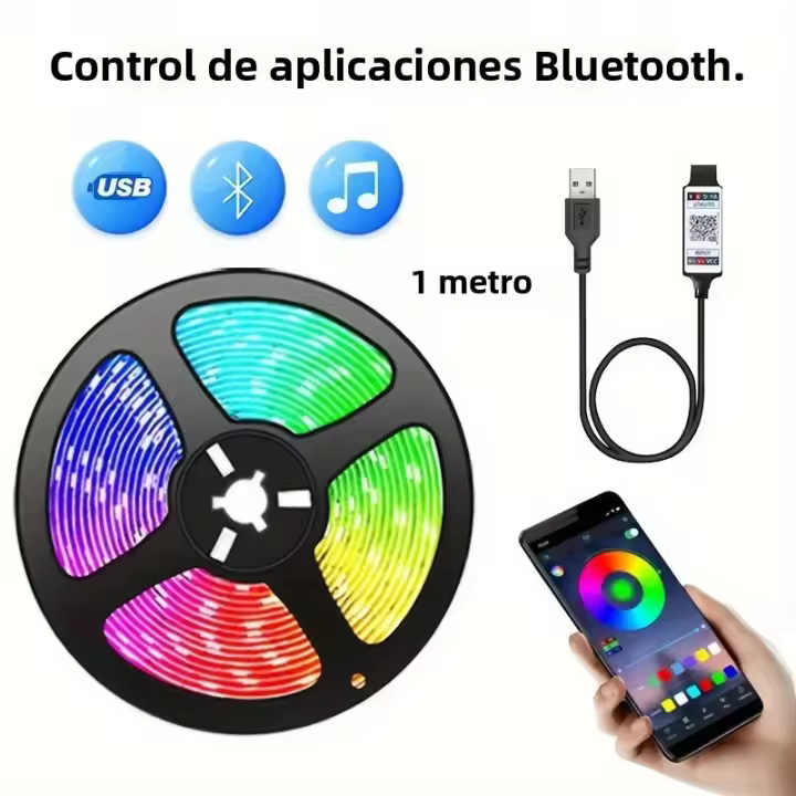 Tira De Luces LED RGB SMD 5050 Bluetooth Control Inteligente De Navidad Diode Ribbon Flexible Decoración De Habitación Con APP - 1