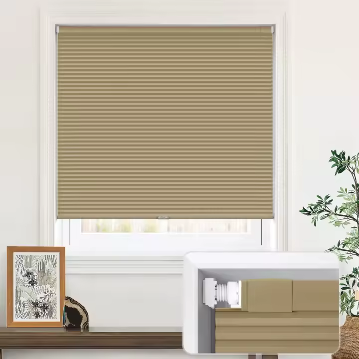 Cordless Cellular Shades No Tools No Drill Blackout Cellular Blinds for Window Size 40'' W x 48'' H, Dark Grey - 1