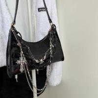 Bolso De Hombro Con Patrón De Cocodrilo Y2K Estilo Punk Oscuro Bolso De Cadena Para Verano Bolso Subcultural Sótano Para Mujer - details 3