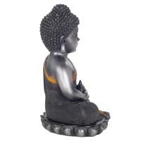 CAPRILO REGALOS & DECORACIÓN Figura Decorativa de Resina "Buda Gris Meditando". Adornos y Esculturas. Regalos Originales. Decoración Hogar. 18 x 15 x 26 cm. - details 1
