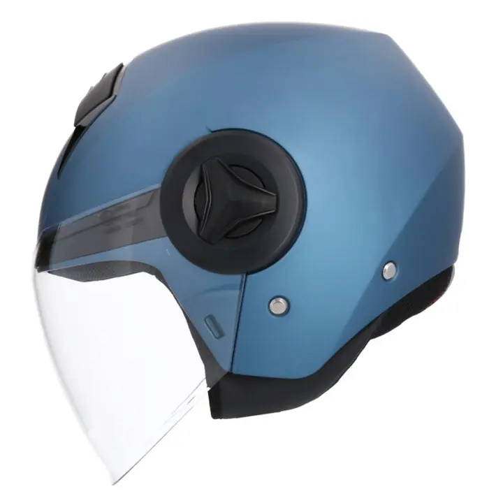 SHIRO HELMETS Casco Jet Modelo Atenas Monocolor Azul Mate Totalmente Homologado - 1