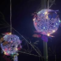 Outdoor Solar Lights, Colorful Garden Lights with Butterflies, Hanging Round Ball Lamp, Waterproof Woven Lamp Decorative Night Lights (ZYH) Multicolor - details 2