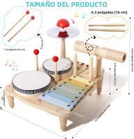 Set De Batería De Madera Para Bebés Juguete Musical Montessori Instrumentos De Percusión Para Niños De 3 a 6 Años - details 6