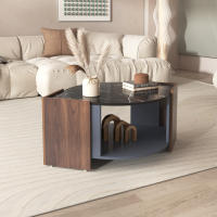 Mesa de café, Mesa de café con Textura de máromol y Nogal en colores contrastantes. Mesa de Sala de estar con Líneas unicas - details 2