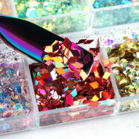 12Grillas De Brillo Holográfico Para Uñas En Rosa Oro Y Plata Decoraciones De Artículos De Manicura Con Lentejuelas Paillettes Spangles Slices - details 7