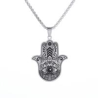 Collar De Acero Inoxidable Con Colgante De Ojo De Diablos Y Mano De Fatima Estilo Gótico Punk Para Hombres Y Mujeres Adorno Afortunado Joyería Regalo - details 3