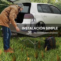Outsunny Mesa Plegable Camping de Aluminio 95x55x50 cm con Tapa Enrollable y Bolsa de Transporte Mesa de Picnic Portátil Ligera para Acampar Senderismo Playa Caqui - details 5
