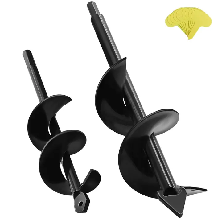 Dos Pack Jardín Enrejado Sólido Negro Auger Bits Jardín Augers Hexágono Augers - 1