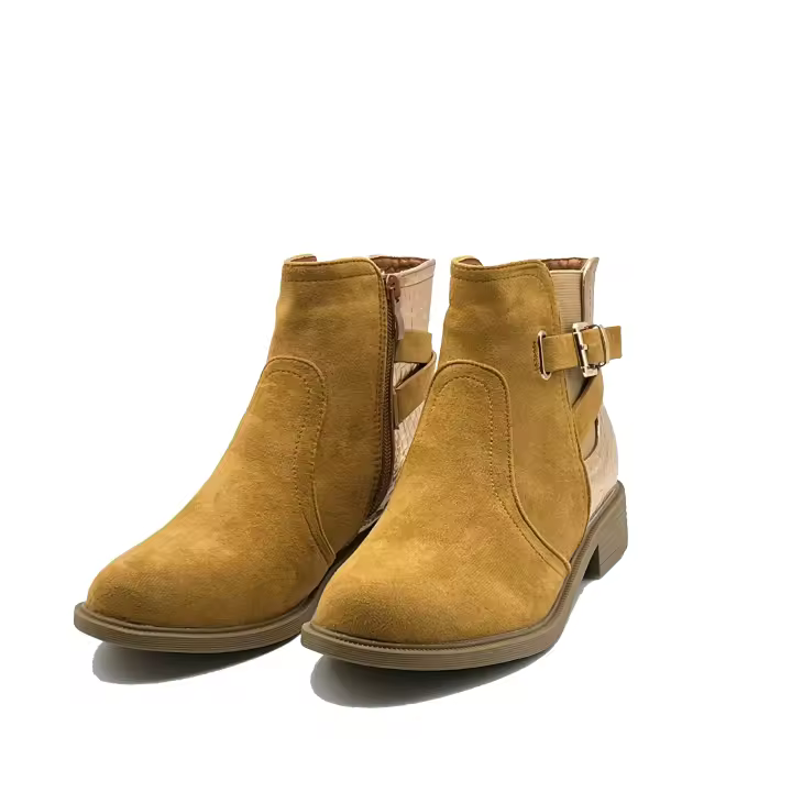JZ hermanos Botas tobillera de gamuza con hebilla y banda elástica para mujer - 1