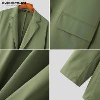 INCERUN Conjunto De Hombre 2024 Estilo Coreano Chaqueta Larga Y Pantalones Casual Streetwear Masculino Dos Piezas S-5XL Solido - details 15
