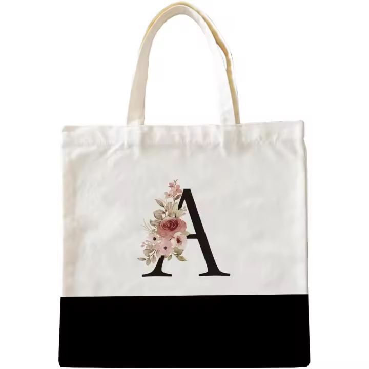 Bolso de mano con letras inglesas, Bolso de lona con hombre de gran capacidad (A) - 1