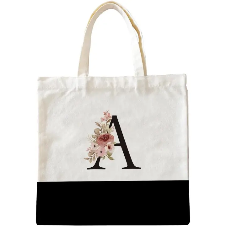 Bolso de mano con letras inglesas, Bolso de lona con hombre de gran capacidad (A) - 1