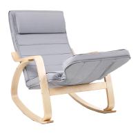 Mecedora de abedul con reposapiés ajustable, sillón tumbona con funda desmontable y lavable, disponible en gris claro o gris oscuro, 67x115x91 cm, capacidad 150 kg - details 1