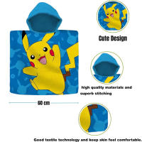 Poncho toalla niños de Pokémon Pikachu, Toalla de Playa Infantil  Pokémon Pikachu con Capucha Toalla de Baño Poncho Toalla Poncho para Niñas Niños de 2 a 8 años de 60cm x 60cm, 300gsm - details 4