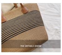 Bolso de paja premium para mujer - Tote de verano estilo boho, diseño exclusivo para playa y looks urbanos（42*28*13cm） - details 5