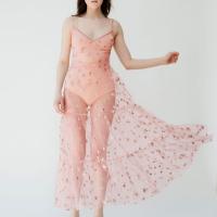 Vestido Sin Mangas De Encaje Con Estampado De Estrella Para Mujer Vestido De Playa De Verano Con Cuello En V Y Tirantes Ajustado Al Cinturón Largo Hasta La Rodilla - details 5