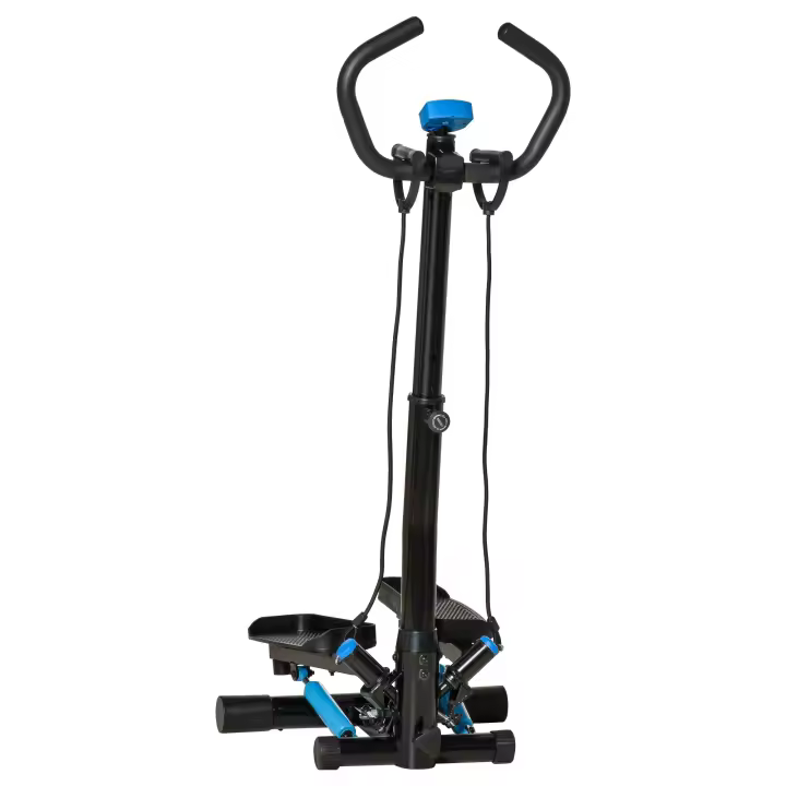 HOMCOM Máquina de Step Stepper Fitness con Manillar Altura Ajustable Pantalla LCD Cintas y Pedales Antideslizantes Equipo de Ejercicio para Gimnasio en Casa 55x53x118-128 cm - 1