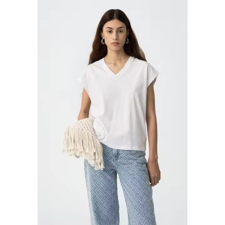 Marcas Mujer Ropa Tiffosi Tiffosi mujer Camisetas y tops  Camiseta pico -Tiffosi- Charlize_1 blanca - 1