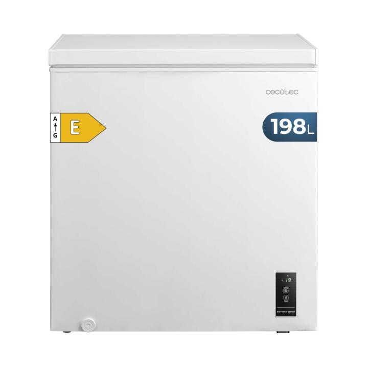Congelador Horizontal Cecotec 198L Bolero CoolMarket Chest 198P Blanco E. Cesta con Asas, Control Electrónico LED, UltraContact D-Cool, Doble Función, Puerta ZeroG (80º-30º), Congelación Rápida, Compacto
