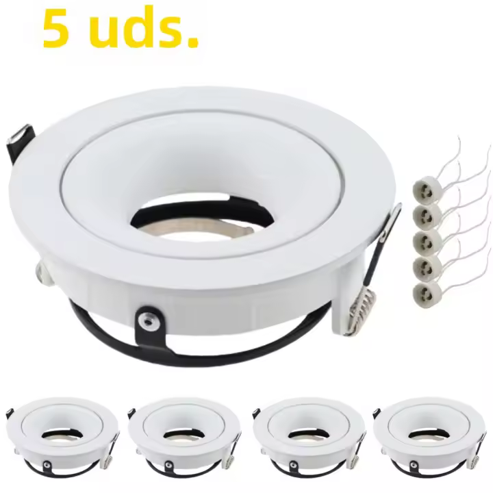 Juego De 5 Luces De Resaltado LED Con Marco Base GU10 Para Iluminación De Techo Ajustable Ángulo Para Cocina Sala De Estar Dormitorio - 1