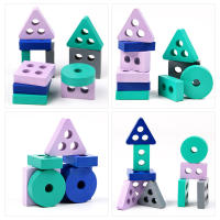 Bloques De Construcción De Madera Montessori Juguete Educativo Para Niños Y Niñas Desarrollo Temprano Aprendizaje Color Y Forma - details 10