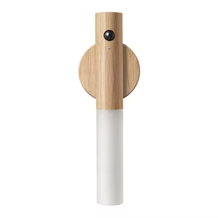 Lámpara de pared LED de Madera, funciona con Pilas, recargable por USB, sensor de Movimiento, Luz Nocturna - 1