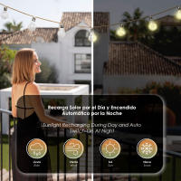 The Secret Home Guirnalda de Luces de Jardín - Luces LED de Exterior con Bombillas - Guirnalda Solar Recargable - Decoración para Interior y Exterior - Varios Modelos - Cálido y Romántico - details 3