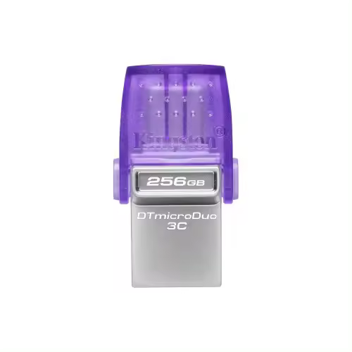 Kingston Technology DataTraveler microDuo 3C unidad flash USB 256 GB USB Type-A / USB Type-C 3.2 Gen 1 (3.1 Gen 1) Acero inoxidable, Púrpura - 1