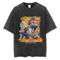 Camiseta Anime Hombre Algodón Vintage Lavada Tshirt Mujer Oversize Harajuku Streetwear Moda Verano Camisetas Casuales - details 9