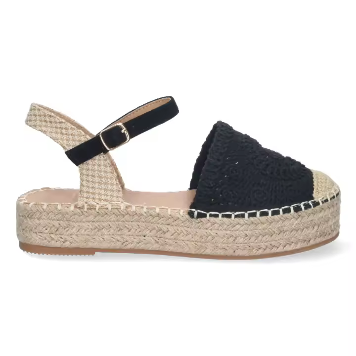 PuntoSalao Alpargatas de plataforma en yute y hebilla mujer color negro - 1