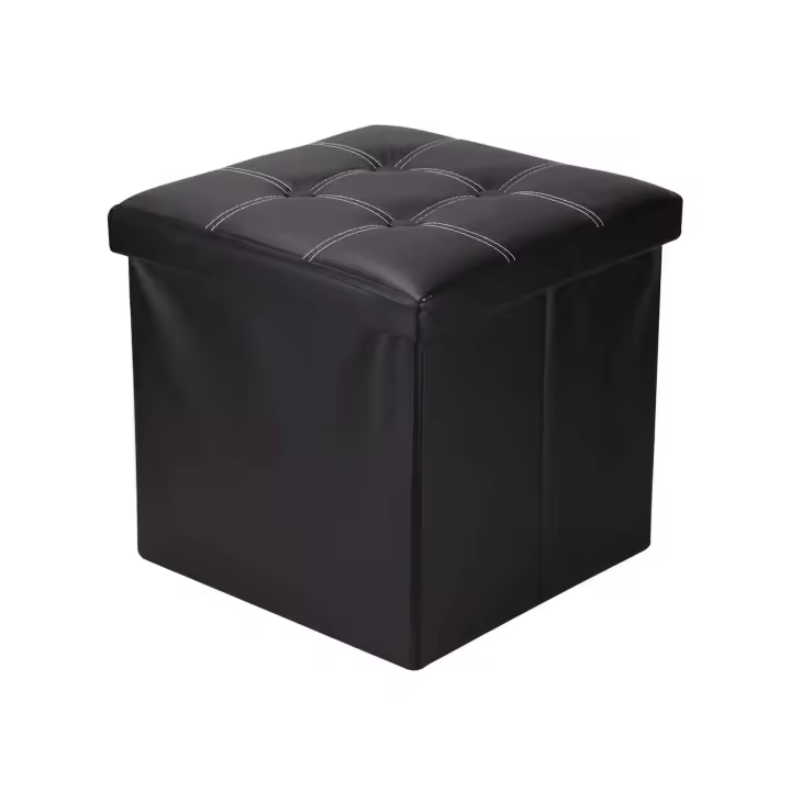 Rebecca Furniture Puff Contenedor Organizador Almacenaje Negro 30x30x30 - 1