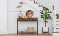 VASAGLE Mesa de Consola, Mesa de Entrada, Mesa de Centro con 2 cajones, Marco de Acero, Estable, para Pasillo, Dormitorio, Sala de Estar, Estilo Industrial, marrón rústico y Negro - details 1