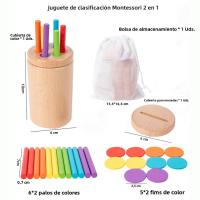 Juego De Aprendizaje Montessori De Madera Para Niños Juguete Sensorial De Edificación Temprano Para Edad De 3 a 6 Años Juego De Apariencia Colorida De Despiece - details 11
