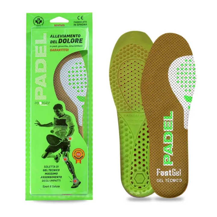 Plantilla Footgel PADEL, indicada para ALIVIAR y PREVENIR el DOLOR en la cadena de impactos de los jugadores de PADEL, niños y adultos, adaptables a cualquier zapatilla - 1