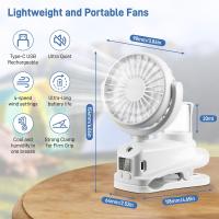 Ventilador nebulizador con clip y pantalla LED, de mano, 4 velocidades, USB (blanco) - details 1