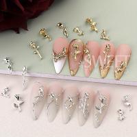 12 Grillas De Encantos De Uñas Punk Metálicos Con Rosas Florales Doradas Y Plateadas Joyería Vintage Para DIY Accesorios De Decoración De Jardín - details 4