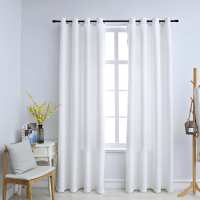 vidaXL 2x Cortinas Opacas con Anillas Metal Óxido 140x175cm Decoración Color Óxido,  Blanco crudo,  Gris y mas - details 1