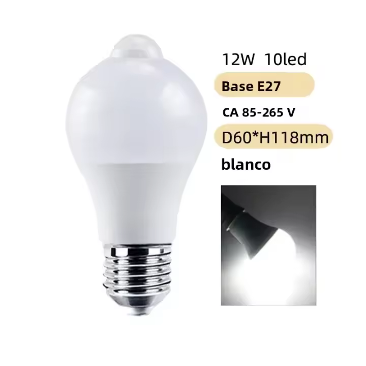 Bombilla LED E27 12W Con Detección De Radar Microwaves Y Sensor De Movimiento PIR Para Iluminación De Hogar Y Escaleras 220V - 1