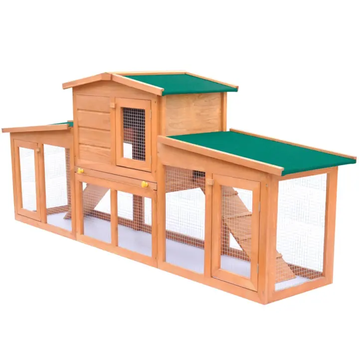 vidaXL Conejera de Exterior de Madera Techo Casa Animal Pequeño Jaula Mascota Color Marrón y verde,  Gris,  Marrón y mas - 1