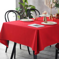 Grande Rojo Sábana De Boda Tela Gruesa Rectangular Para Fiesta Sábana De Mesa De Té Sábana De Mesa De Café Decorativa De Poliéster Sólida - details 3